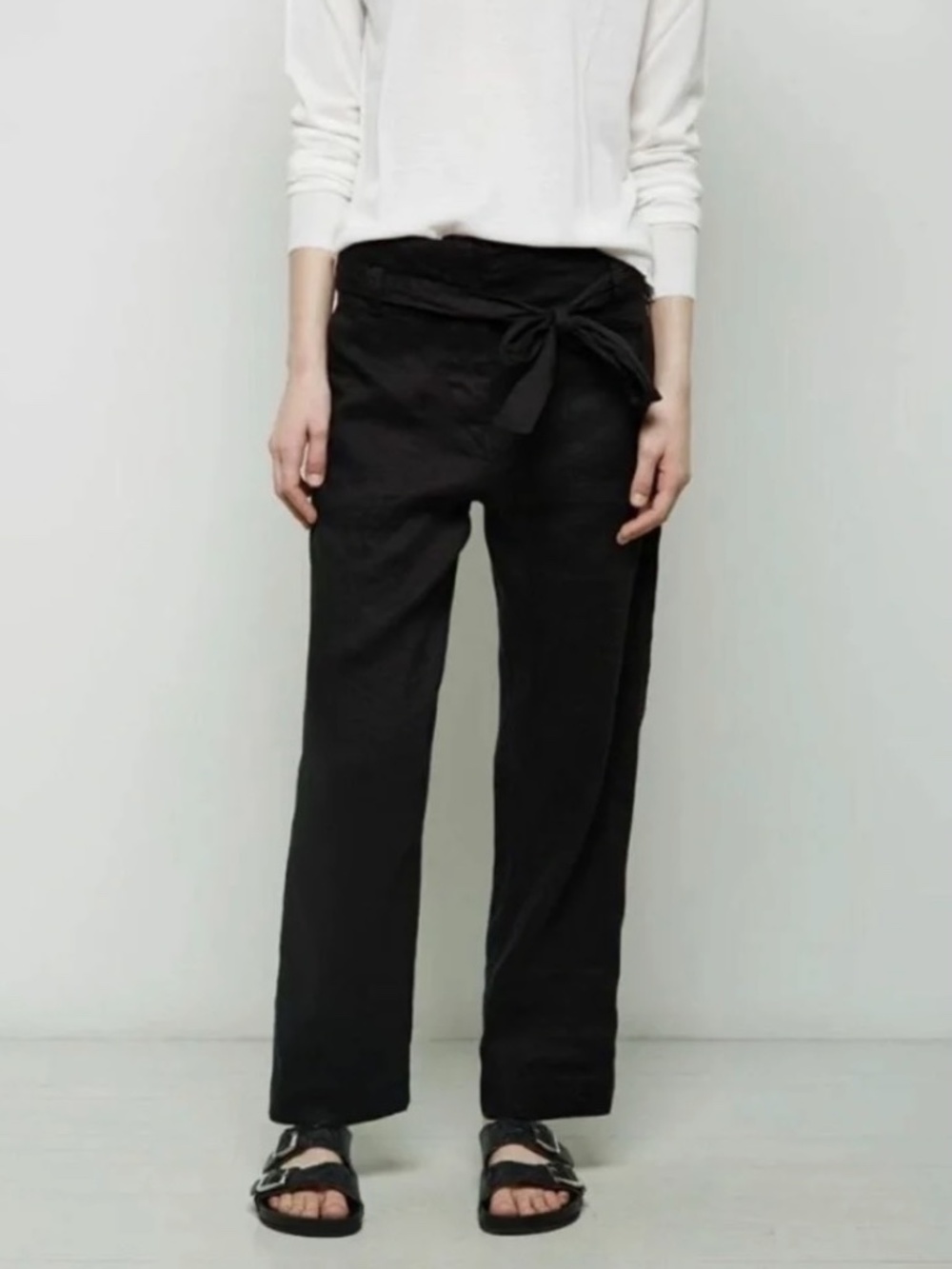 Isabel Marant Etoile Black High-Waisted Trousers with Tie-Waist 8 EU 40